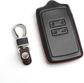 Somstyle Étui pour Clé de Voiture adapté à la clé de Voiture Renault Smartkey à 4 Boutons (Keyless Go uniquement) - avec Porte-clés - Zwart