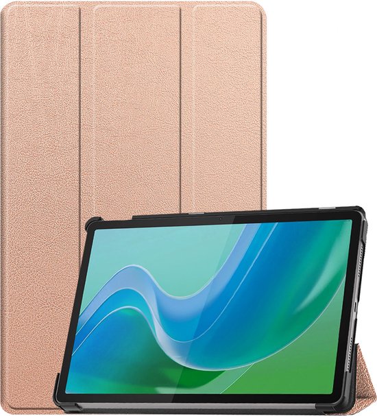 Hoesje Geschikt voor Lenovo Tab M11 Hoes Case Tablet Hoesje Tri-fold - Hoes Geschikt voor Lenovo Tab M11 (11 inch) Hoesje Hard Cover Bookcase Hoes - Rosé goud