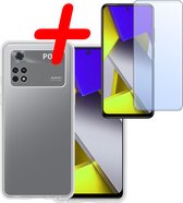 Hoes Geschikt voor Xiaomi Poco X4 Pro 5G Hoesje Siliconen Back Cover Case Met Screenprotector - Hoesje Geschikt voor Xiaomi Poco X4 Pro 5G Hoes Cover Hoesje - Transparant