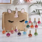 Luxe Kinder beauty case Unicorn met 15 stuks nagellak