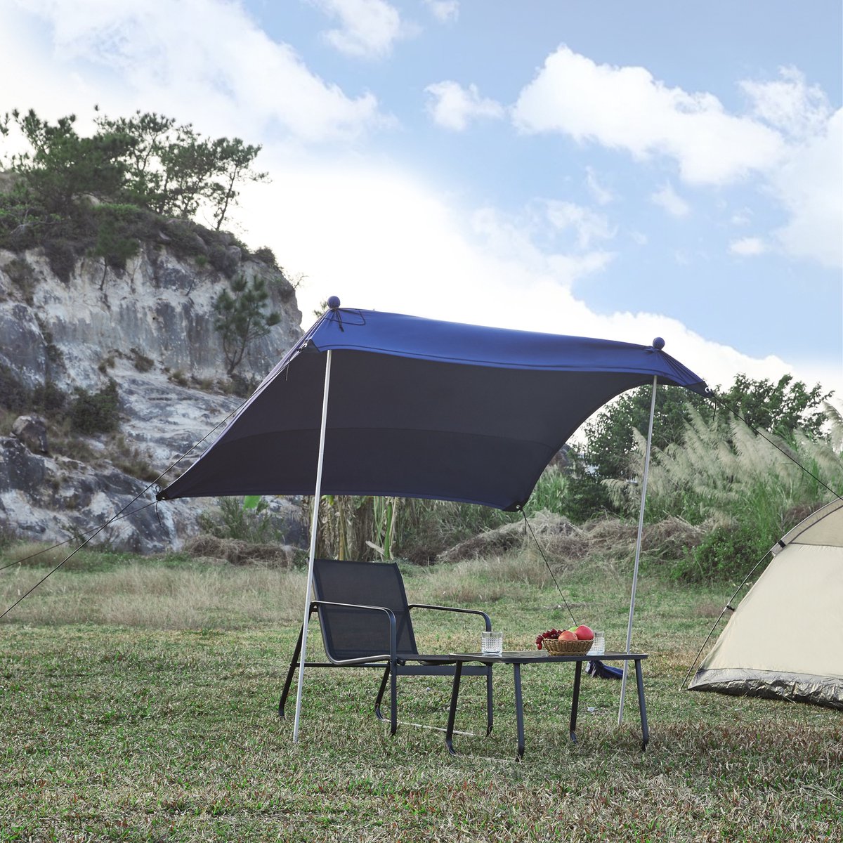Strandtent Bernheze zonbescherming 200x200x170 cm blauw pro.tec