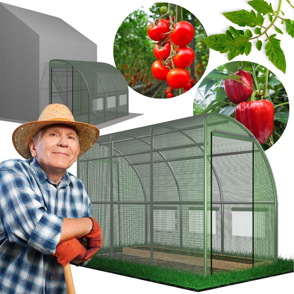 Groene Tuin Poly Tunnel 3-Segment "Half" 3x1,5x2m