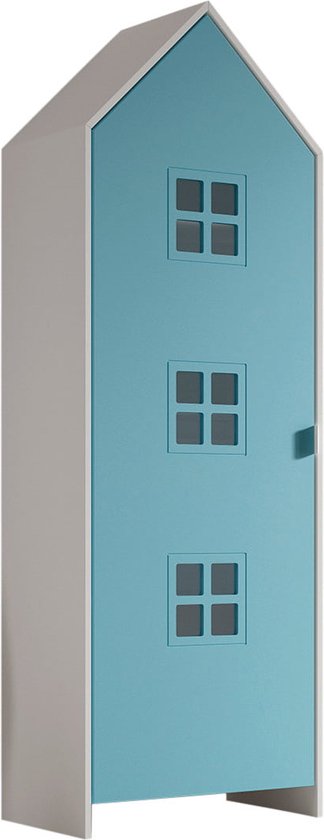 Kledingkast Juul Blauw - MDF - Breedte 62,8 cm - Hoogte 9 cm - Diepte 171,7 cm - Met planken - Met openslaande deuren