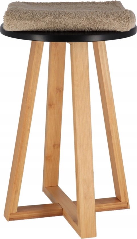 Stevige Bamboe Kruk Badkamerkruk 30x30x43 cm - Bruin/Zwart