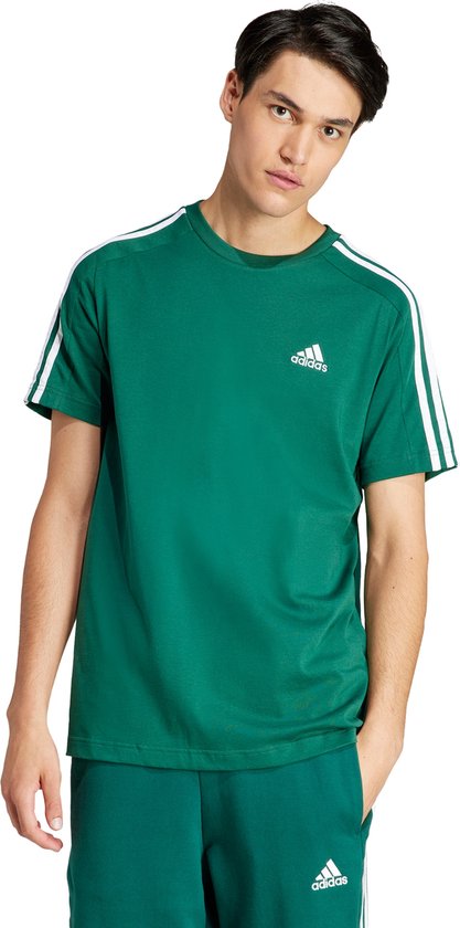 adidas Sportswear Essentials Single Jersey 3-Stripes T-shirt - Heren - Groen- 2XL