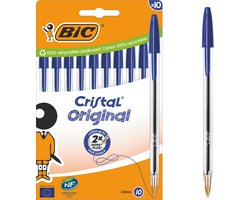 BIC Cristal Original - Balpen - Klikmechanisme - Pennen - Medium Punt (1mm) - Pen - 10 Stuks