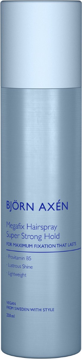 Björn Axén Megafix Hairspray Super Strong Hold 250 ml – Extra Sterke Hold Styling Spray Voor Langdurige Fixatie – Behoudt Volume & Body, Pluisvrij & Niet Plakkerig – Perfect Voor Creëerbare & Stevige Looks – Vegan & Dermatologisch Getest