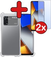 Hoesje Geschikt voor Xiaomi Poco X4 Pro 5G Hoesje Siliconen Shock Proof Case Hoes Met 2x Screenprotector - Hoes Geschikt voor Xiaomi Poco X4 Pro 5G Hoes Cover Case Shockproof - Transparant