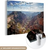 MuchoWow® Glasschilderij 120x80 cm - Schilderij acrylglas - Uitzicht over de Cape Royal Grand Canyon - Foto op glas - Schilderijen