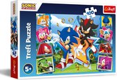 Puzzel 100 stukjes voor kinderen | Sonic | Kleurrijke puzzel met helden uit het Sonic Spel | voor creatieve ontspanning, cognitieve vaardigheden | plezier voor kinderen vanaf 5 jaar