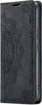 Samsung Galaxy S24 Ultra Bookcase hoesje - CaseMe - Mandala print Zwart - Kunstleer