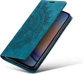 CaseMania Bookcase hoesje geschikt voor Samsung Galaxy S24 Ultra - Mandala print Groen - Kunstleer