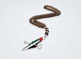 Natuurstenen Autohanger " Rookkwarts"- Met hanger "Kaart van Palestina en sleutel" - 8 mm diameter van de korrel- Mooie accessoire en decoratie voor de auto