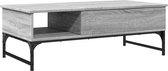 vidaXL - Salontafel - 100x50x35 - cm - bewerkt - hout - en - metaal - grijs - sonoma