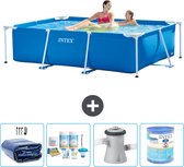 Intex Rechthoekig Frame Zwembad - 220 x 150 x 60 cm - Blauw - Inclusief Solarzeil - Onderhoudspakket - Zwembadfilterpomp - Filter