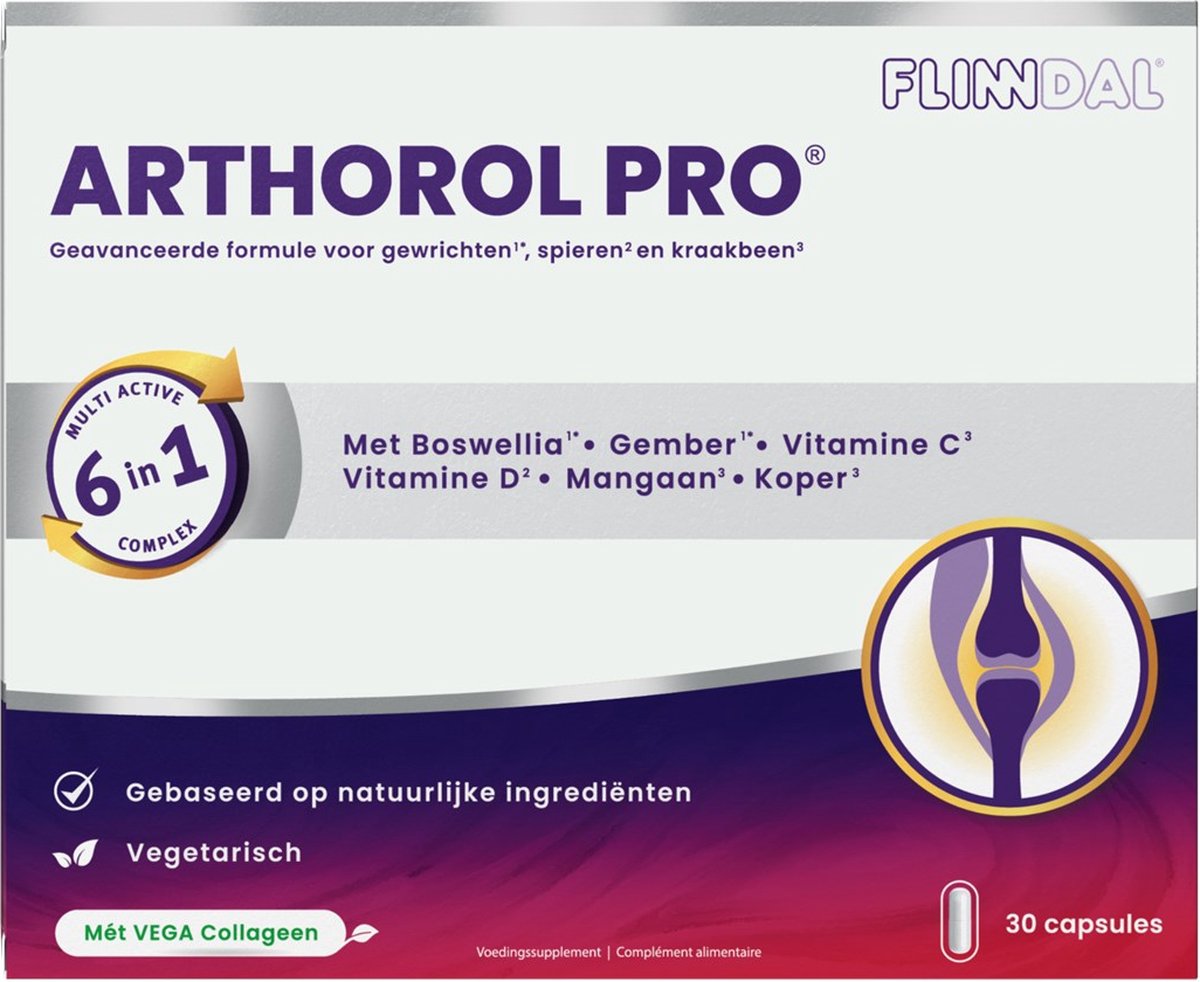 Goedkoopste Flinndal Arthorol Pro Capsules - Multi Active 6 in 1 complex - Voor gewrichten, spieren en kraakbeen - 30 capsules