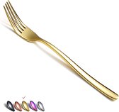 Gouden tafelvorken, 6 stuks, roestvrij staal, 8 inch vorken, bestekset, dessertvorken, tafelvorken, saladevorken voor thuis, keuken of restaurant, vaatwasmachinebestendig