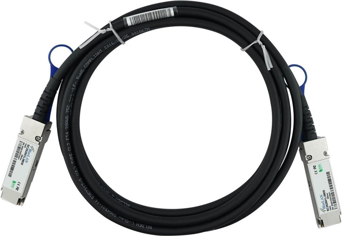 BlueOptics ACC761-10000S-BL InfiniBand en Glasvezelkabel 1 m QSFP28 Koraal, Zilver