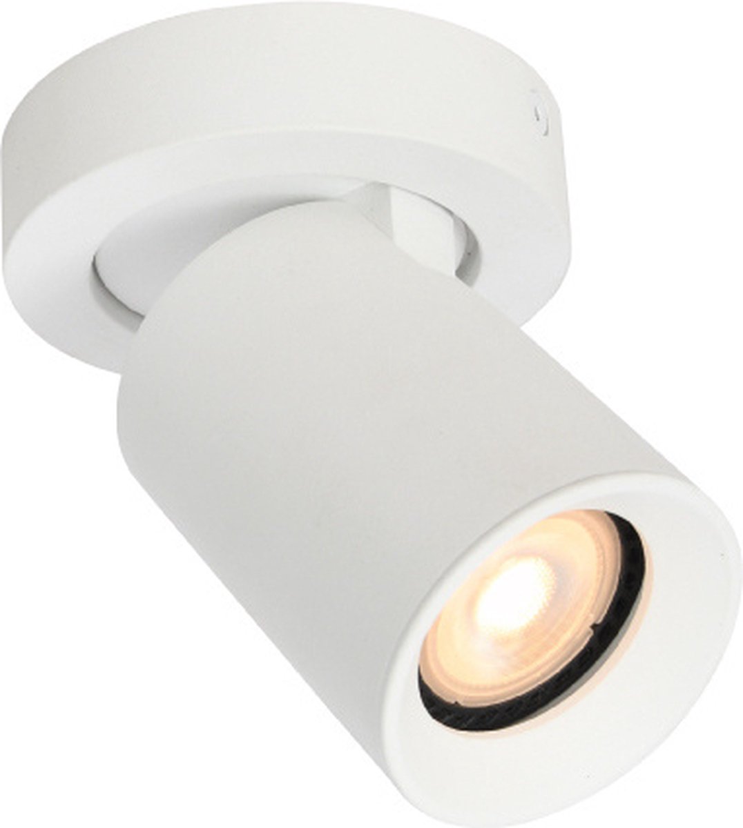 Plafondlamp Megano 1L Rond Wit - 1x GU10 LED 4,8W 2700K 355lm - IP20 - Dimbaar > spots verlichting led wit | opbouwspot led wit | plafondlamp wit | spotje led wit | led lamp wit