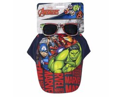 Marvel Avengers Pet + Zonnebril Set – Kinder Pet Jongens – Blauw Rood – Verstelbare Cap – UV Zonnebril – Officieel Gelicenseerd