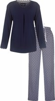 Medaillon Dames Pyjama - Katoen - Navy Blauw. - Maat XL