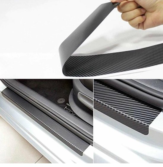 Carbon Look Auto Instap Dorpel Folie Bescherming Decoratie Trim Sticker Sponning Lijst