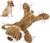Hundespielzeug Hondenspeelgoed, touwtrekken, pluche piepend met crinkle-papier en hondentouw, robuust hondenkauwspeelgoed voor puppy's, kleine, middelgrote en grote honden (beer)