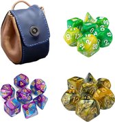 Nereb - Dungeons and Dragons Dobbelstenen Super Set - DnD Polydice - 3 Sets (21 Stuks) - Inclusief D&D Dice Bags