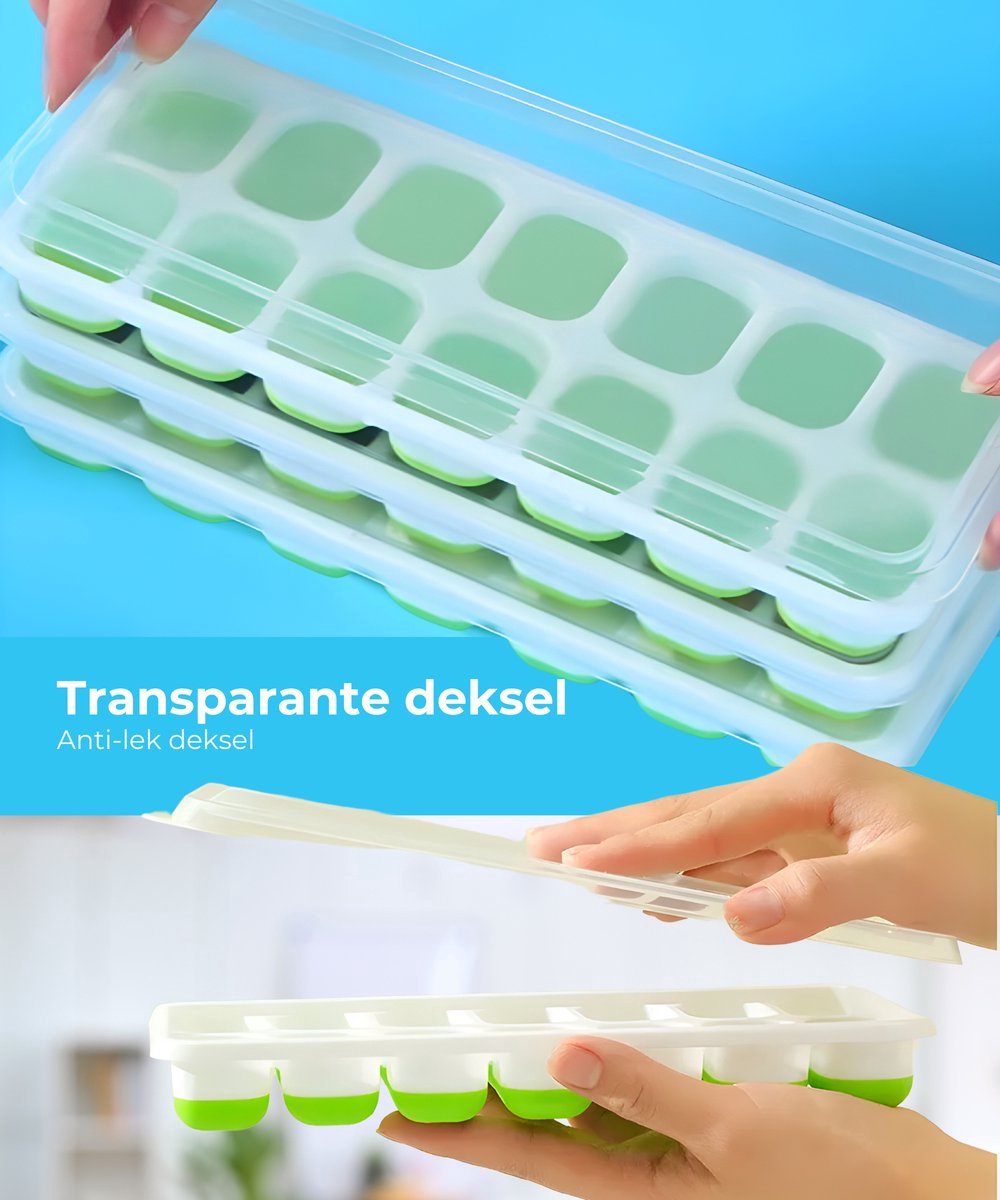 Vrent IJsblokjeshouder met deksel en houder, ijsblokjesvorm en ijsblokjesschalen voor ijsblokjesmaker, 56 stuks ijsblokjes met ijsschep en clip voor babypap, dranken, fruit, whisky (oranje
