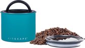 Koffiecontainer van roestvrij staal - Voedselopslagcontainer - Gepatenteerd luchtdicht deksel - Behoudt de versheid van voedsel door overtollige lucht (klein, mat turkoois)