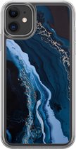 Hoesje geschikt voor iPhone 11 - Marmer lagoon blauw - 2in1 backcover - Marmer - Blauw - Leuke Telefoonhoesjes