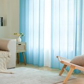Transparante raamgordijnen, glad, Panelen, Raamvitrage, Gordijnen, Elegante behandeling voor Slaapkamer, Woonkamer,140 x 225 cm,Blue
