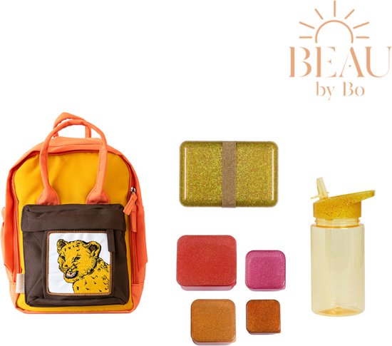 BEAU by Bo MAMBA! Rugzak leeuw + A Little Lovely Company Back to school set Glitter