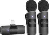 Boya BY-V2 draadloze microfoon voor iPhone, 2,4 GHz, plug play Mini clip-on microfoon voor iPhone iPad, iOS-apparaten, vlogging YouTube, video-opname, podcast, interview