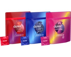 Durex - 120 condooms - Feeling Extra - Classic Jeans - Pleasure me - Voordeelverpakking