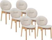 Set van 6 stoelen van stof en heveahout - Beige - ISADIO L 50.5 cm x H 83 cm x D 59.5 cm