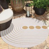 Flycarpets Rond Binnen & Buitenkleed Omkeerbaar - Rio Indoor & Outdoor - Creme / Geel - 120x120 cm