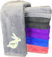 Ribbi - Premium microvezel handdoek, inclusief opbergtas – geschikt voor fitness & sport, strand, yoga, badhanddoek, sauna en meer – 40x100cm - Grijs