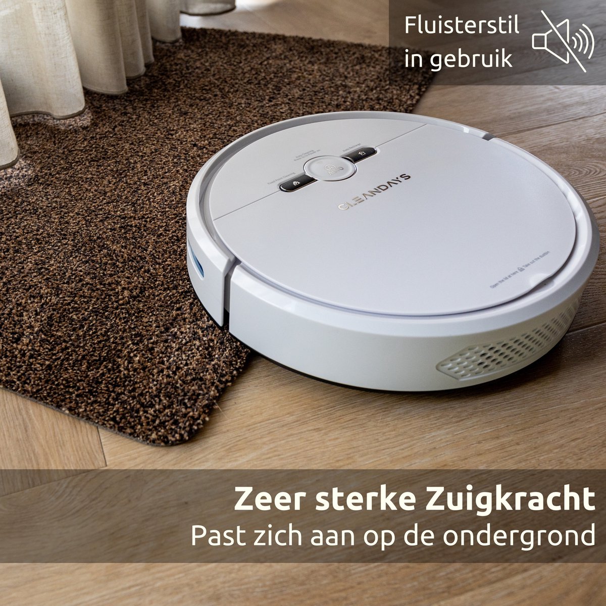 CleanDays Robotstofzuiger met dweilfunctie - Slimme navigatie - Dweilrobot - Robotstofzuiger met laadstation - Werkt met huisdieren - Inclusief Nederlandstalige app & afstandsbediening - D2-001 — afbeelding 7