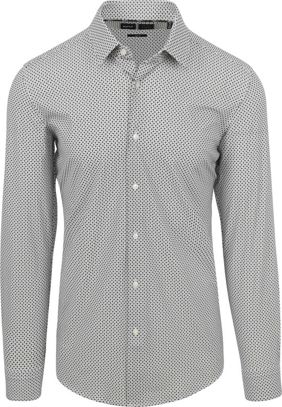 BOSS - Hank Overhemd Stretch Print Groen - Heren - Maat 42 - Slim-fit