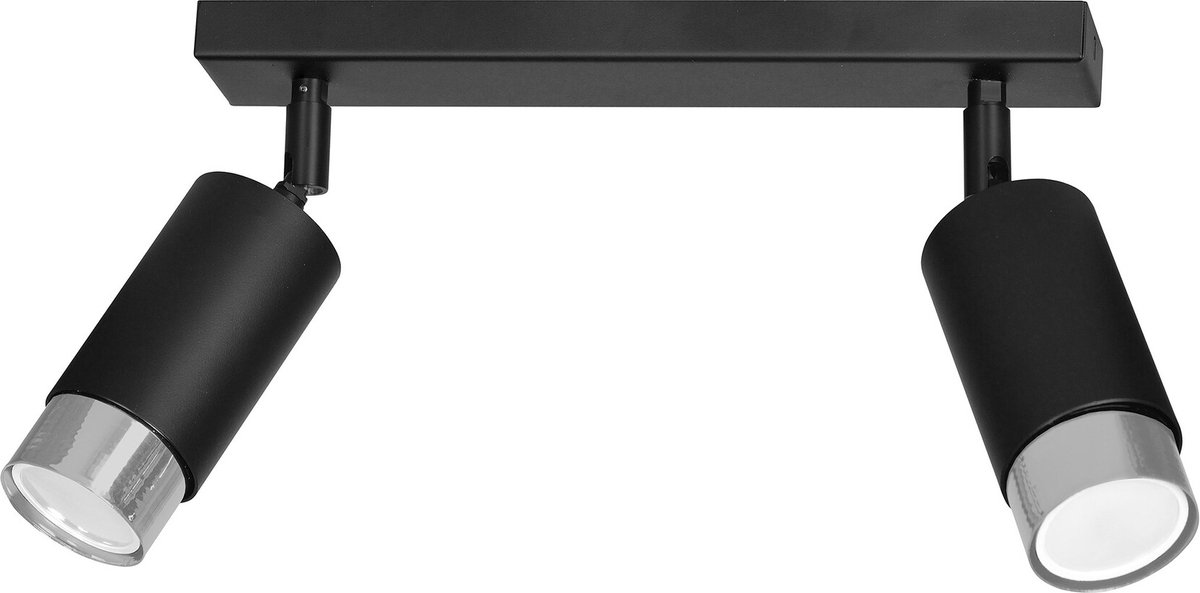 Emibig Boras 2L zwarte plafondspot GU10 met chroom luxe afwerking - Perfect voor moderne interieurs