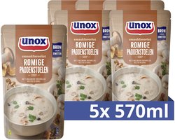 Unox Smaakfavoriet Soep in Zak - Romige Paddenstoelen - 5 x 570 ml - Voordeelverpakking