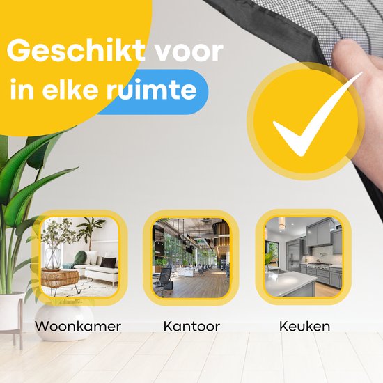 FLOOQ Premium Magnetisch Vliegengordijn 100x210cm - Deurhor - Vliegenhor - Insectenhor Hordeur - Incl. bevestigingsmateriaal van FLO — afbeelding 3