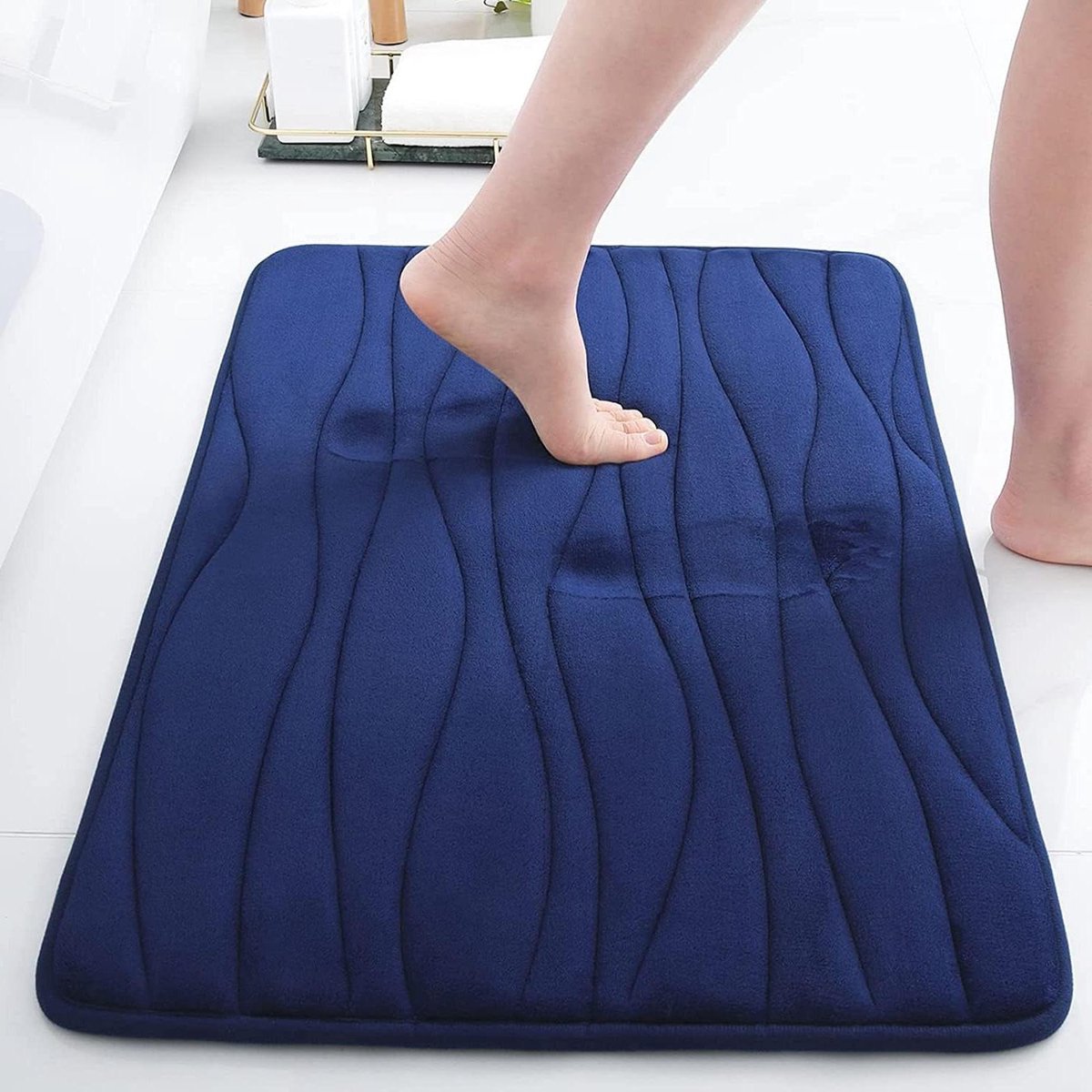 Traagschuim badkamertapijt zacht badmat antislip absorberend wasbaar marineblauw 50 x 76 cm - Homaxy Badmat