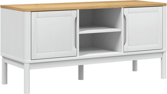 vidaXL - Tv-meubel - FLORO - 114x43x55 - cm - massief - grenenhout - wit