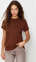 Trendyol TWOSS20TS0134 Volwassenen Vrouwen T-shirt Single - Bruin - L