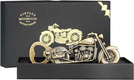 Foto: Valentijnsdag cadeaus voor mannen vintage motorfiets bier flesopener met 10 stickers 1 wenskaart vaderdagcadeau uniek biercadeau verjaardagscadeau voor hem papa opa echtgenoot vriend