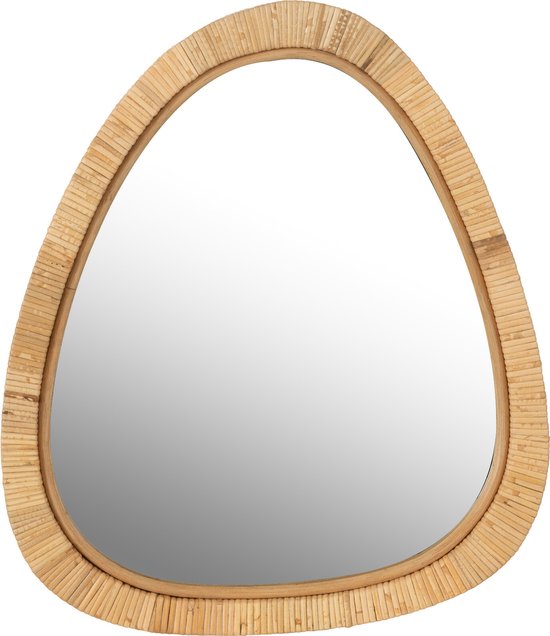 J-Line miroir Paille - rotin/verre - naturel - small - 54 x 46.5 cm