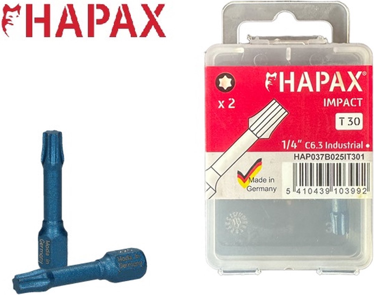 HAPAX - Impact schroefbit 1/4" Tx 30 - 2 stuks