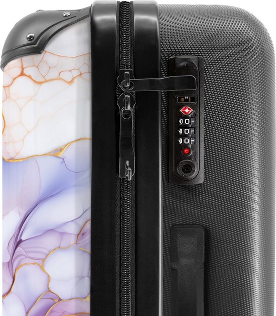 NoBoringSuitcases.com® - Grande valise Marbre - Violet - Lilas - Bagage - Valise de voyage - Valise chariot - Valises 67cm